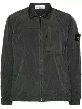 Stone Island куртка-рубашка с нашивкой в виде компаса, серый