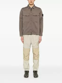 Stone Island куртка-рубашка с значком компаса, коричневый