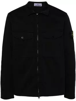 Stone Island куртка-рубашка с значком компаса, черный