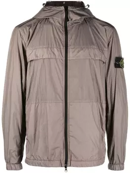Stone Island куртка с капюшоном и нашивкой Compass, серый