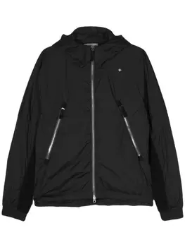Stone Island куртка с капюшоном и вышивкой, черный
