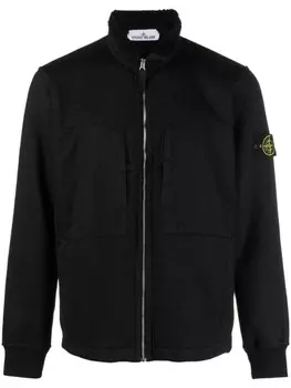 Stone Island куртка с воротником-воронкой и нашивкой Compass, черный