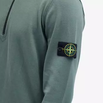 Stone Island Мягкая хлопковая трикотажная рубашка-поло с длинными рукавами, зеленый
