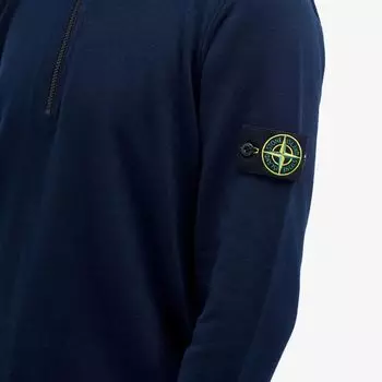 Stone Island Мягкая хлопковая трикотажная рубашка-поло с длинными рукавами, синий
