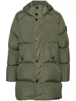 Stone Island мятый пуховик, зеленый