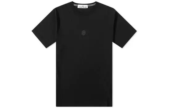 Футболка мужская Stone Island с вышитым логотипом, черный