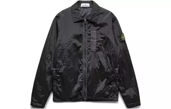 Куртка мужская Stone Island с нашивкой и молнией, черный