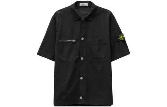 Рубашка мужская Stone Island с карманами, черный