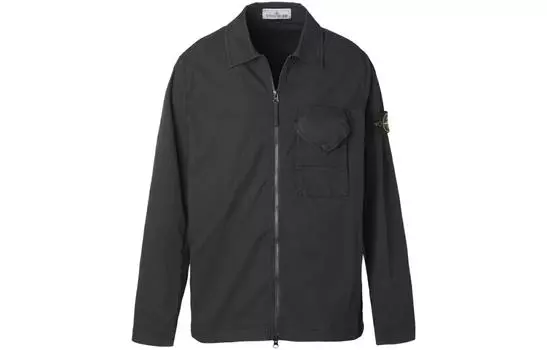 Рубашка мужская Stone Island на молнии, черный
