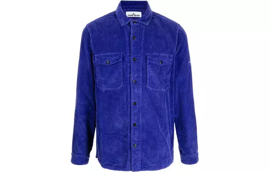 Рубашка мужская Stone Island на пуговицах, синий
