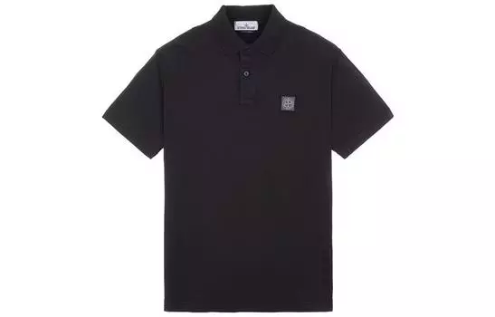Рубашка-поло мужская Stone Island с логотипом, черный