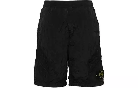 Шорты мужские Stone Island Compass-badge Crinkled, черный
