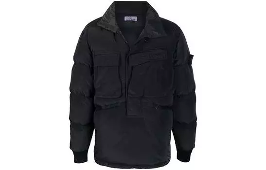Пуховик мужской Stone Island, серый / черный / светло-серый