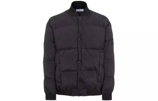 Пуховик мужской Stone Island с мягким воротником, черный