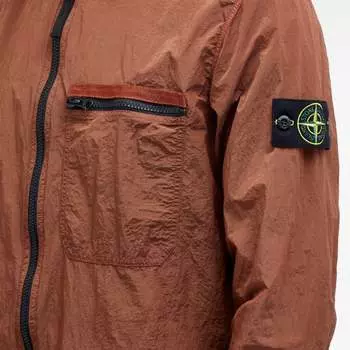 Stone Island Нейлоновая куртка-рубашка с эффектом металлик, оранжевый