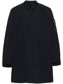 Stone Island однобортное пальто с нашивкой Compass, синий