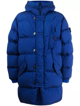 Stone Island пальто из рипстопа с логотипом Compass, синий