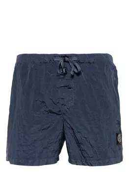 Stone Island плавки-шорты с жатым эффектом и нашивкой-логотипом, синий