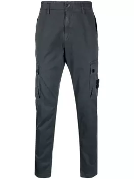 Stone Island прямые брюки с нашивкой Compass, серый