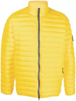 Stone Island пуховик на молнии с нашивкой-логотипом, желтый