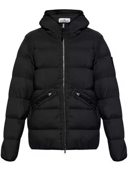 Stone Island пуховик с капюшоном, черный