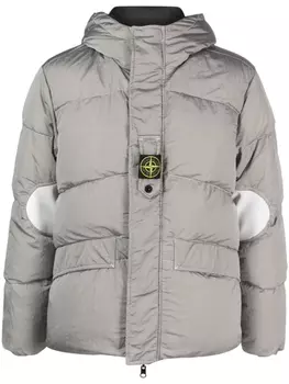 Stone Island пуховик с логотипом Compass, серый