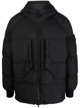 Stone Island пуховик с нашивкой Compass, черный