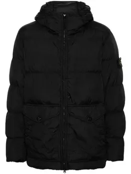 Stone Island пуховик с нашивкой Compass, черный