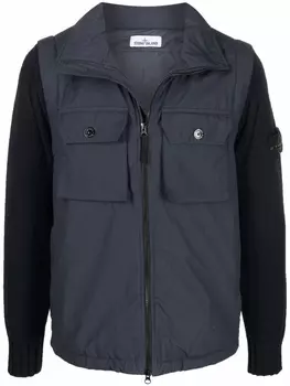 Stone Island пуховик со съемными рукавами, синий