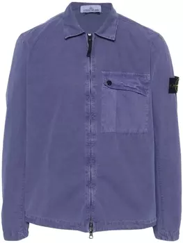 Stone Island рубашка на молнии с нашивкой Compass, фиолетовый