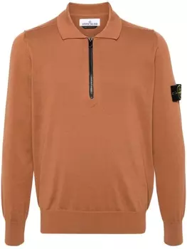 Stone Island рубашка поло из органического хлопка с нашивкой Compass, коричневый