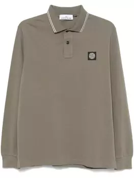 Stone Island рубашка поло из ткани пике, зеленый