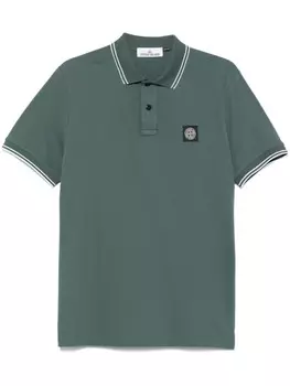 Stone Island рубашка поло из ткани пике, зеленый