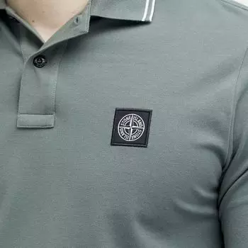 Stone Island Рубашка поло с длинными рукавами и нашивками, зеленый