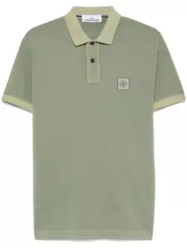 Stone Island рубашка поло с нашивкой Compass, зеленый