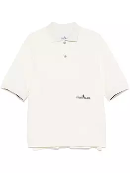 Stone Island рубашка поло с вышитым логотипом, белый