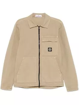 Stone Island рубашка с нашивкой-логотипом, серый