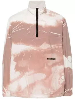 Stone Island рубашка с воротником на молнии и абстрактным принтом, нейтральный цвет