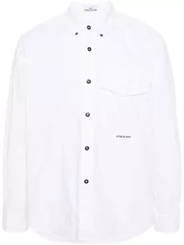 Stone Island рубашка с вышитым логотипом, белый