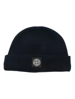 Stone Island шапка бини с узором Compass, синий
