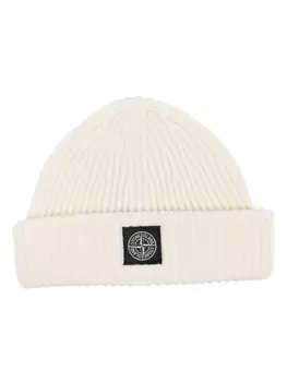 Stone Island шапочка с нашивкой в виде компаса, белый