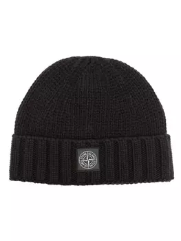 Stone Island шерстяная шапка с нашивкой «компас», серый