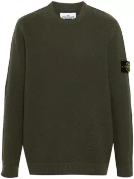 Stone Island шерстяной джемпер с изображением компаса, зеленый