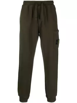 Stone Island спортивные брюки с нашивкой Compass, зеленый