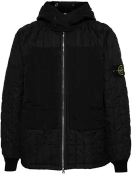Stone Island стеганая куртка с капюшоном и нашивкой Compass, черный