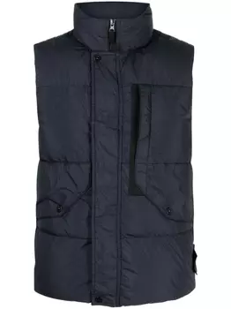 Stone Island стеганый жилет с логотипом Compass, синий