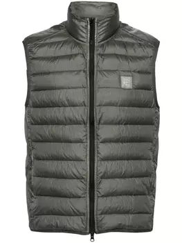 Stone Island стеганый жилет с нашивкой Compass, зеленый
