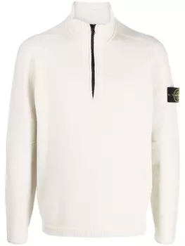 Stone Island толстовка на молнии с логотипом Compass, нейтральный цвет