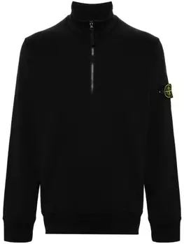Stone Island толстовка на молнии с нашивкой Compass, черный