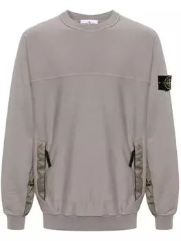 Stone Island толстовка со вставками и значком компаса, серый